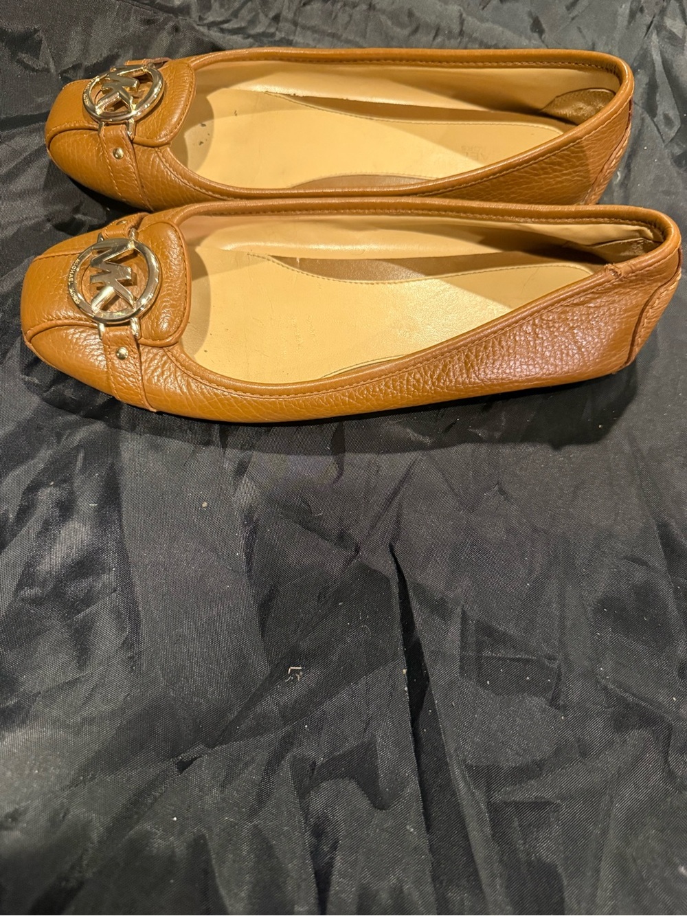 Michael Kors Women's Brown Leather MK Logo Ballet Flats - Picture 4 of 7